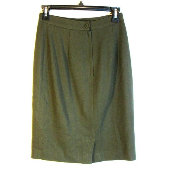 Woolmark Knee Length Pencil Skirt Sz 4 Green Zipped Vintage Ginanni Sport - Picture 2 of 5